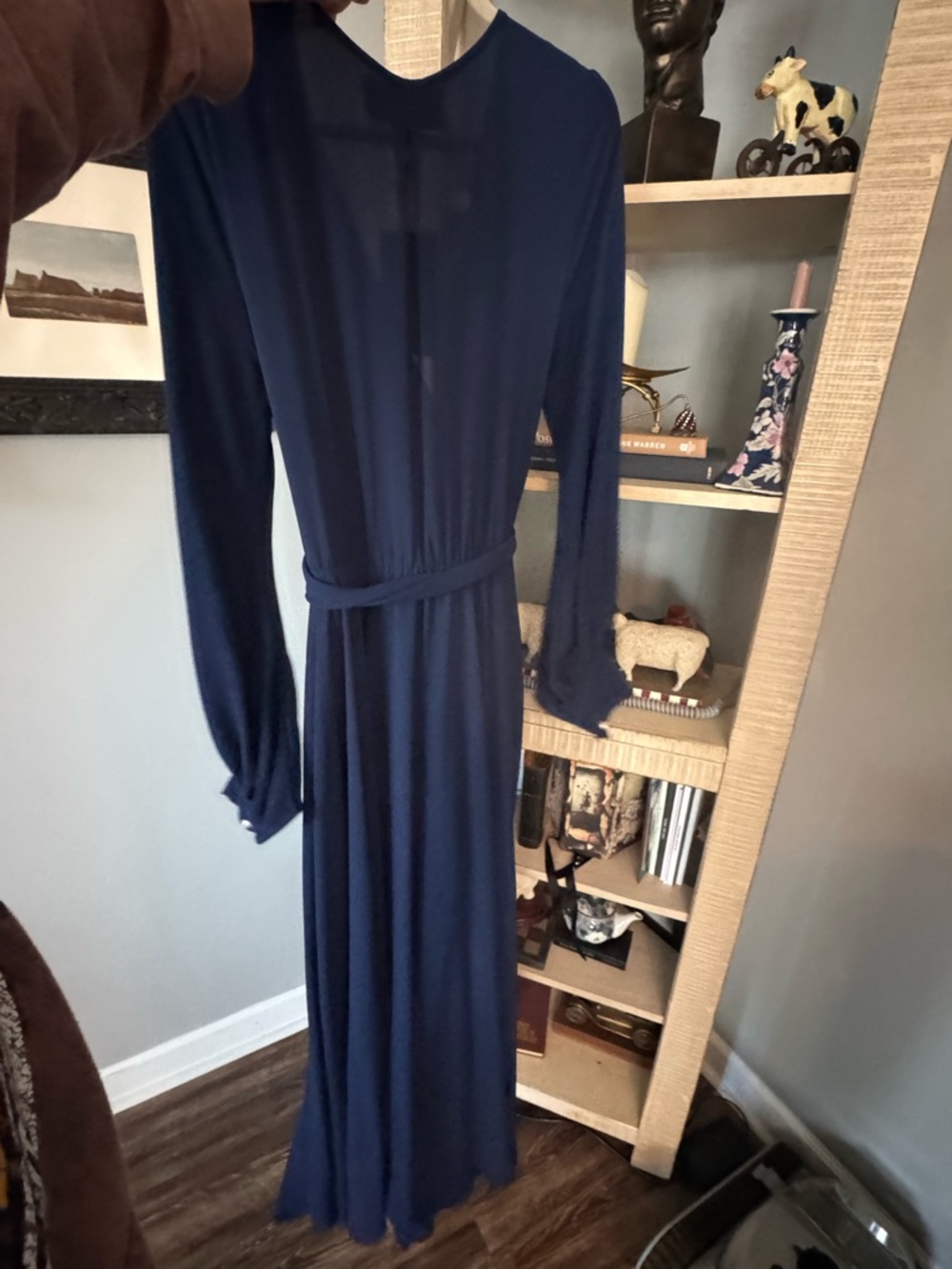 Meghan LA Navy Blue Maxi Wrap Dress with Tie Waist - Picture 5 of 6